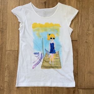 1989 Place Cute cap sleeve top with summer scene